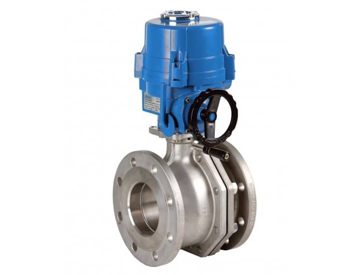 Genebre (5629) RVS 316 2-delige kogelkraan " Fire Safe" met DIN flens (2529) + actuator 400V