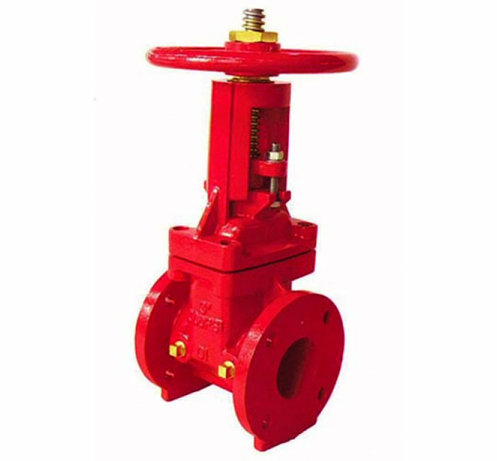 Genebre (2094) Gietijzeren handwielafsluiter rood DIN 2x flens, UL/FM gekeurd