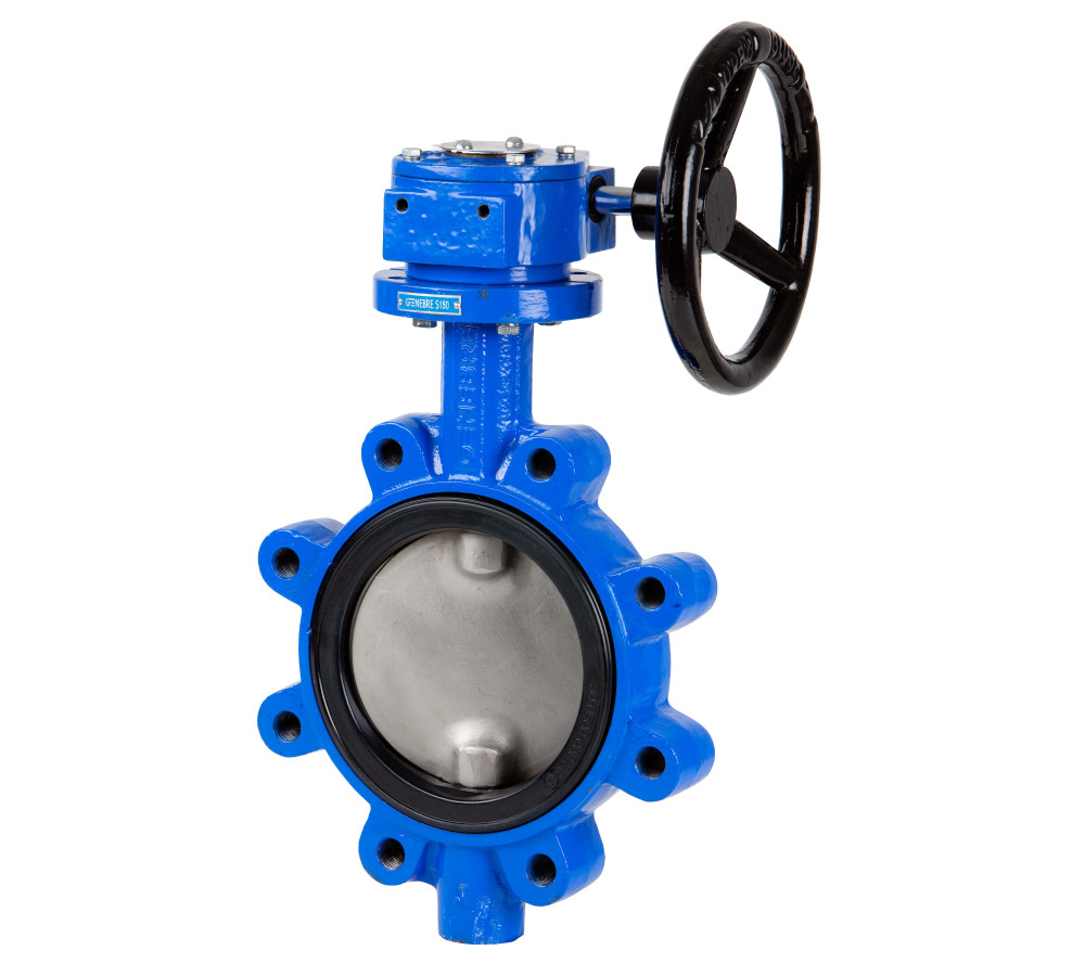 Genebre (5108) Gietijzeren vlinderklep met gear handwiel bediening "lug" EPDM