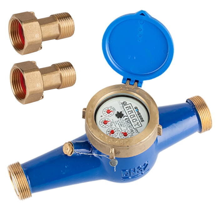 Genebre (6029) Watermeter koud water inclusief koppelingen