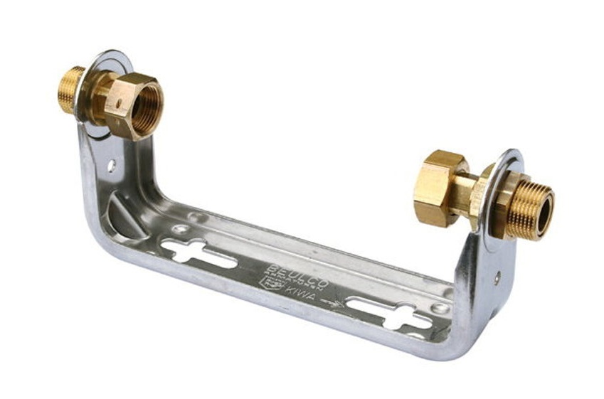 RVS watermeterbeugel met koppelingen