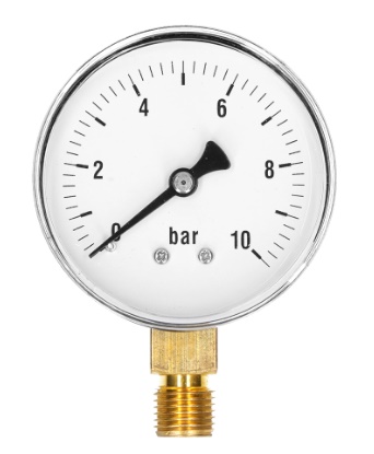 Manometers met stalen kast, droog, met onderaansluiting