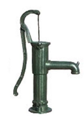 Handzwengelpomp, handpomp groen met rondflens