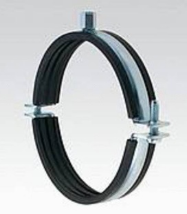 Verzinkte pijpbeugel 2-delig met rubber inlage M8/M10