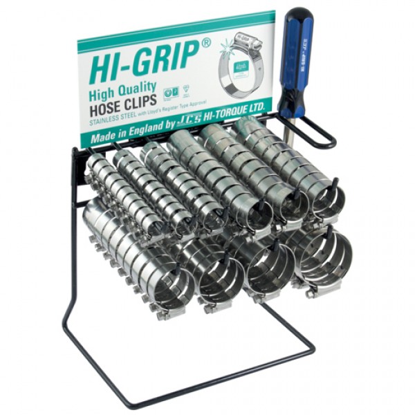 Hi-Grip showrek klein met 100 RVS wormschroef slangklemmen inclusief flexibele schroevendraaier