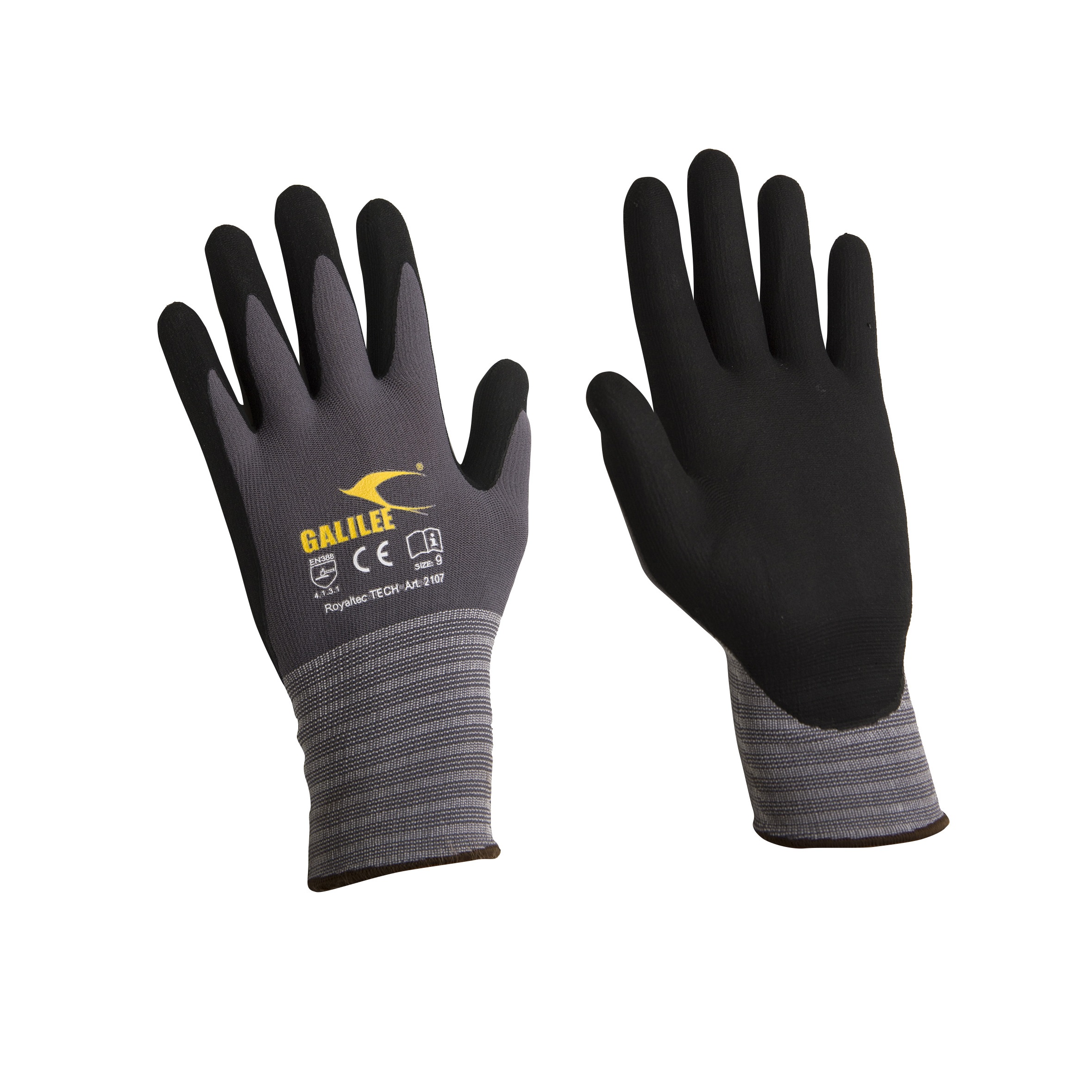 Montagehandschoenen 2107 grijs/zwart met Nitril-coating