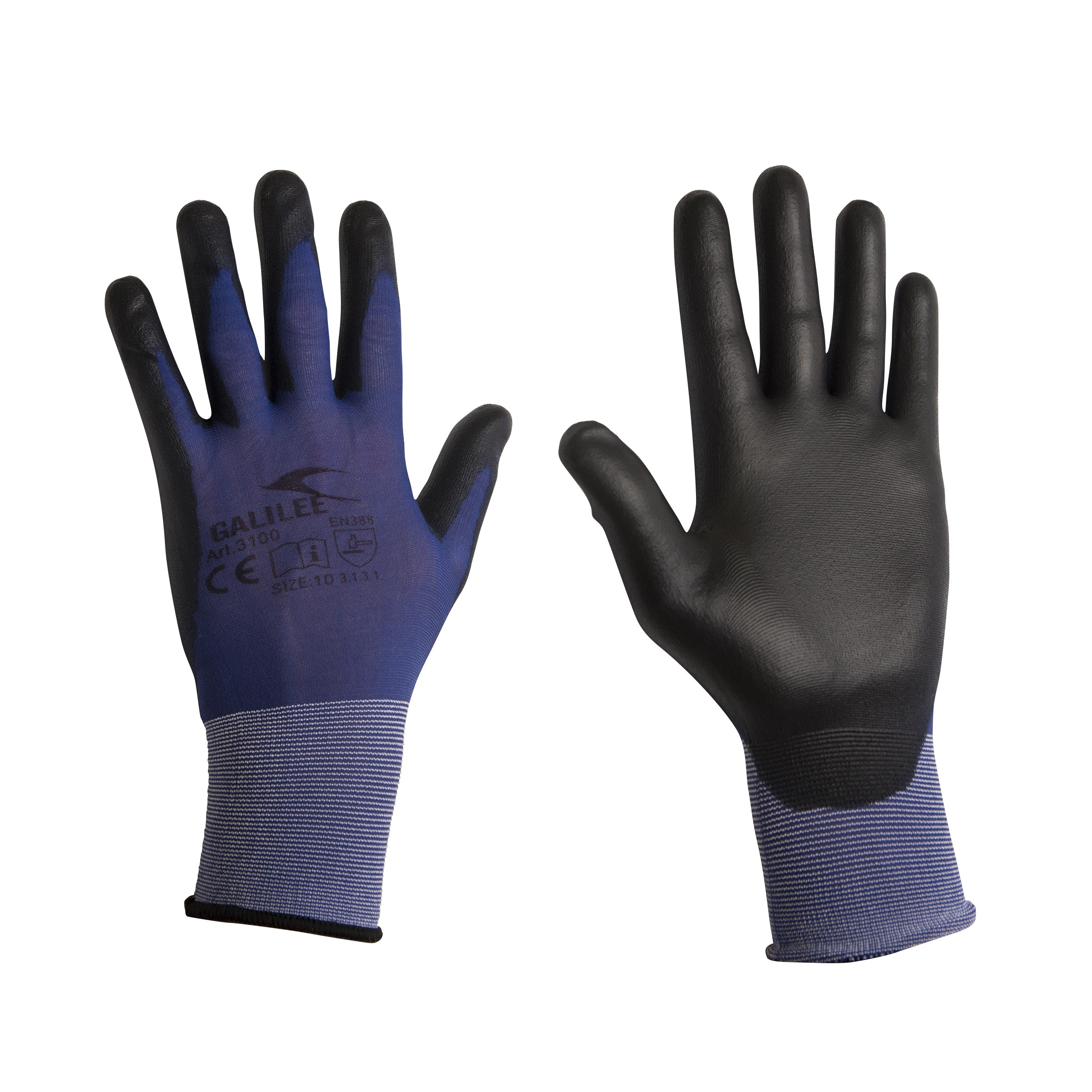 Montagehandschoenen 3100 blauw/zwart met PU-coating