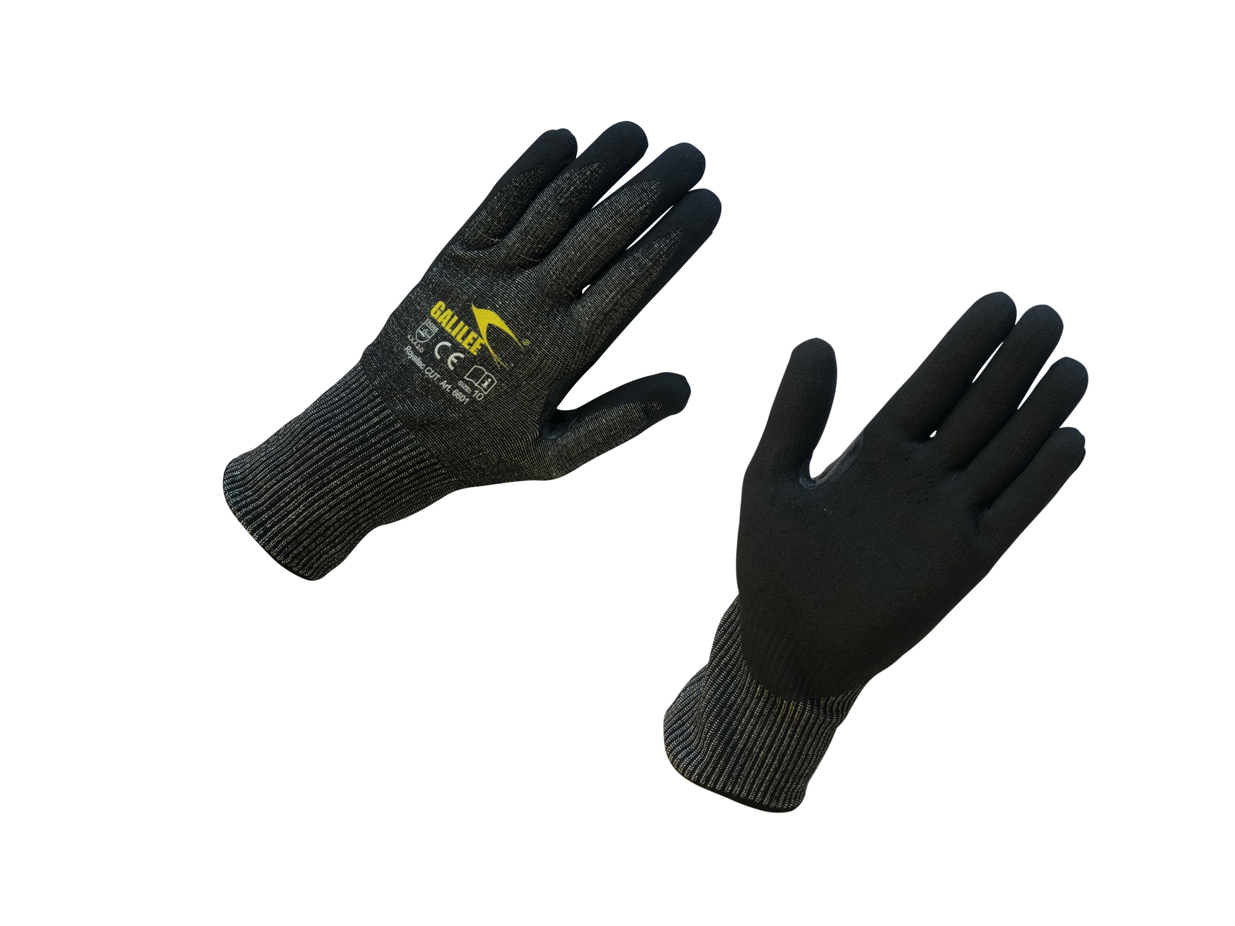 Montagehandschoenen 6601 grijs/zwart snijbestendig met Nitril-coating