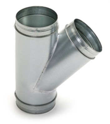 Spiraliet T-stuk 45° verj.