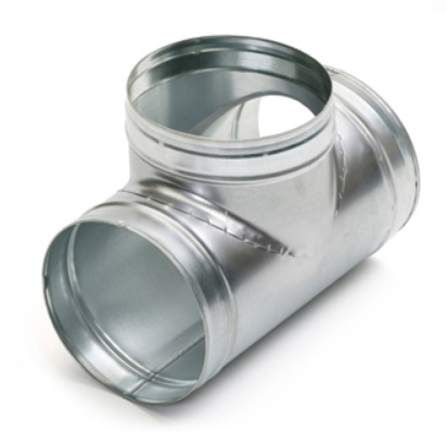 Spiraliet T-stuk 90° verj.