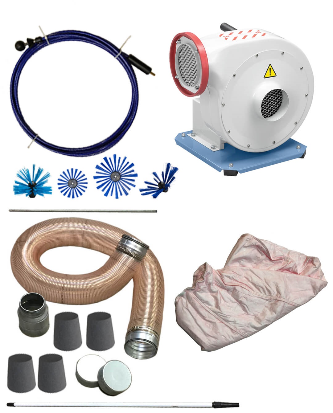 Luchtkanaalreinigingsset standaard met 8 meter as