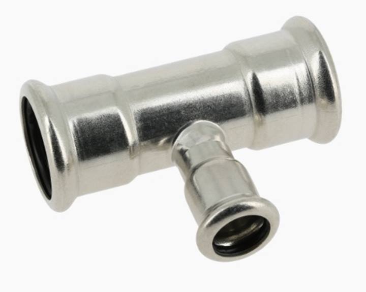 Bonfix RVS press verloop T-stuk 90° 3x pers