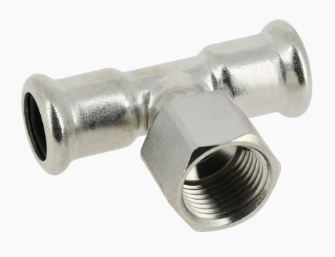 Bonfix RVS press schroef T-stuk 90° 2x pers 1x bi.dr.