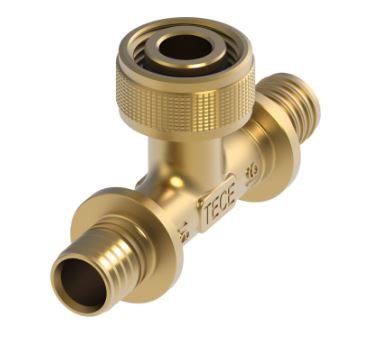 Teceflex brons snel adapter T-stuk 90°