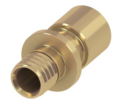 Teceflex messing overgang naar spie Cu.(binnen/buiten)