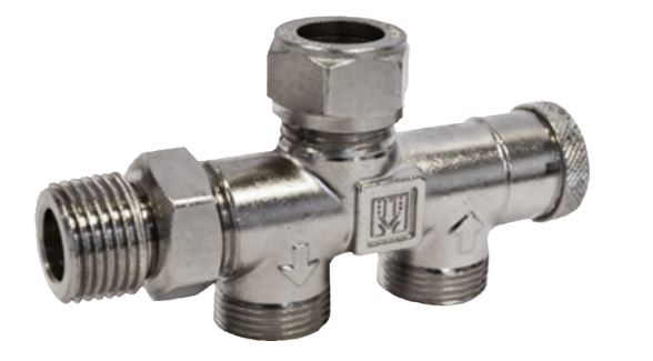 Tece 2-pijps radiatoraansluitsluk M22, instelbaar
