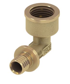 Teceflex messing schroefknie 90° met bi.dr.