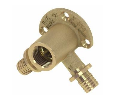 Teceflex messing muurplaat dubbel met bi.dr.