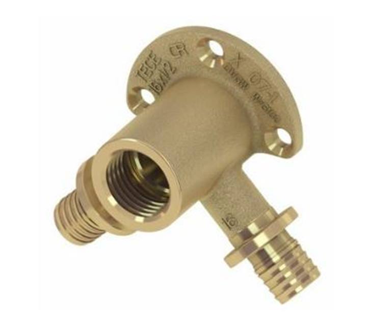 Teceflex messing muurplaat dubbel met bi.dr.