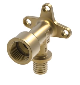 Teceflex messing muurplaat 54mm lang met bi.dr.