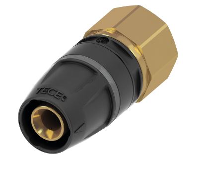 TECElogo-Push schroefbus, standaard messing, afmeting 16 x 1/2