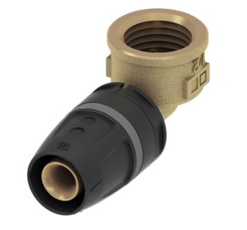 TECElogo-Push schroefbus haaks, standaard messing, afmeting 16 x 1/2