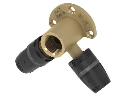 TECElogo-Push dubbele muurplaat, standaard messing, afmeting 16 x 1/2 x 16