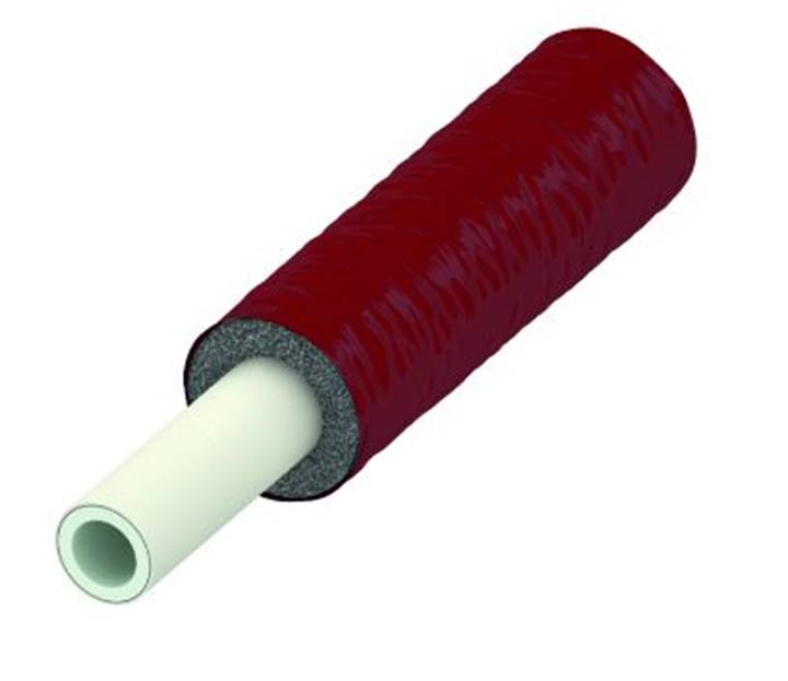 TECElogo AKB buis geisoleerd, 6 mm isolatie, rood, PE-RT/Al/PE-RT, afmeting 16, rol 75 m
