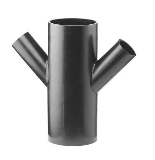 PE80 afvoer dubbel T-stuk 45° KOMO