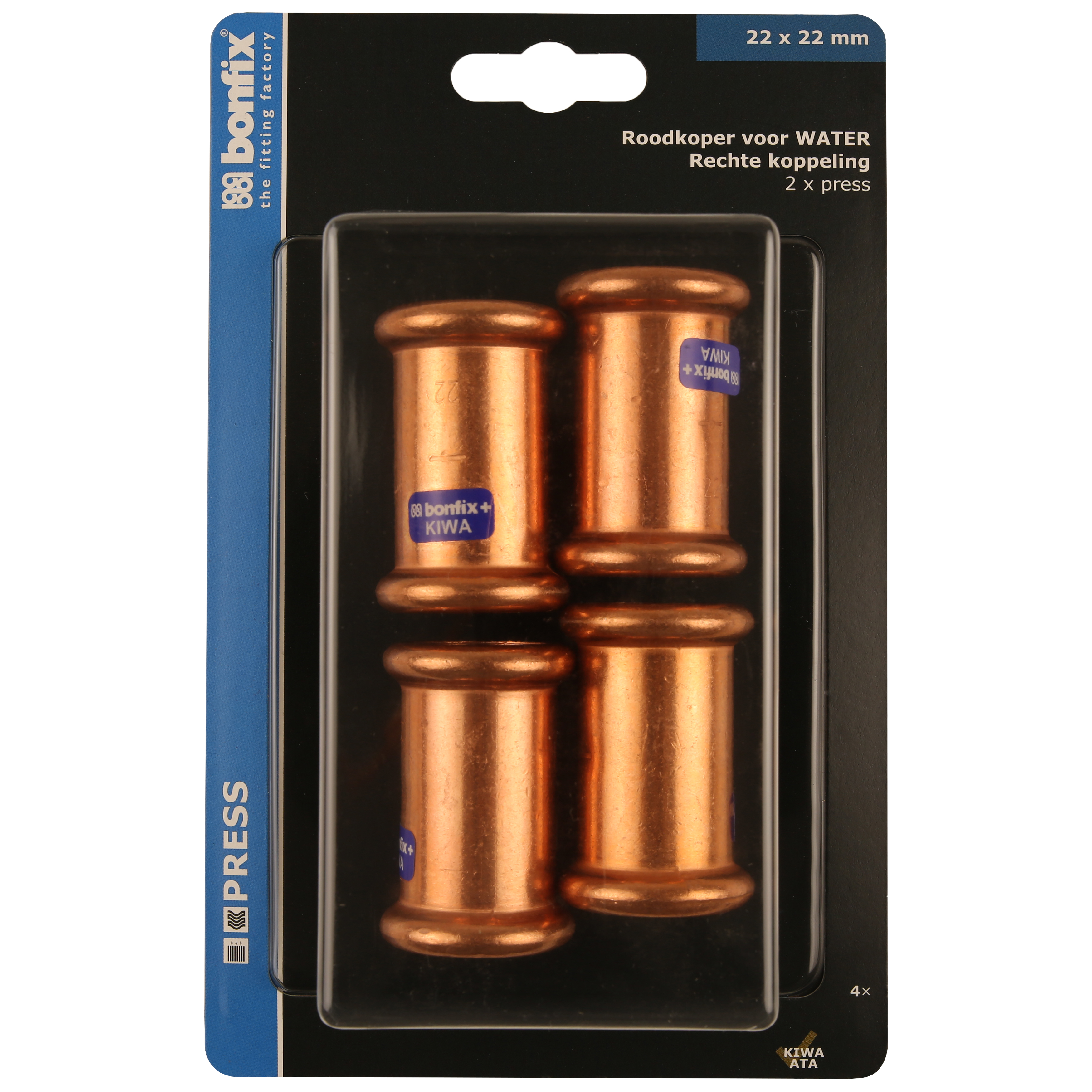 BONFIX Blister Press roodkoper water sok 22x22mm 4x