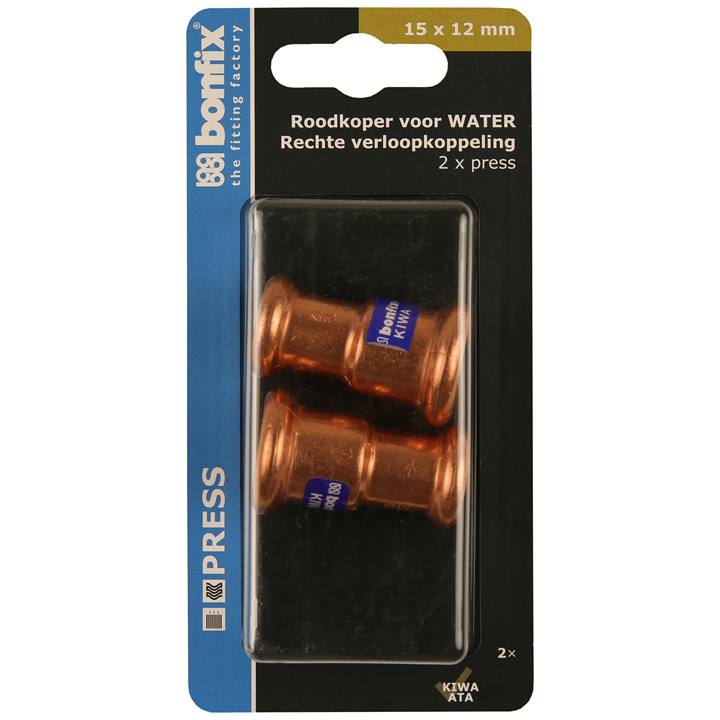 BONFIX Blister Press roodkoper water verloopkoppeling 15x12mm 2x