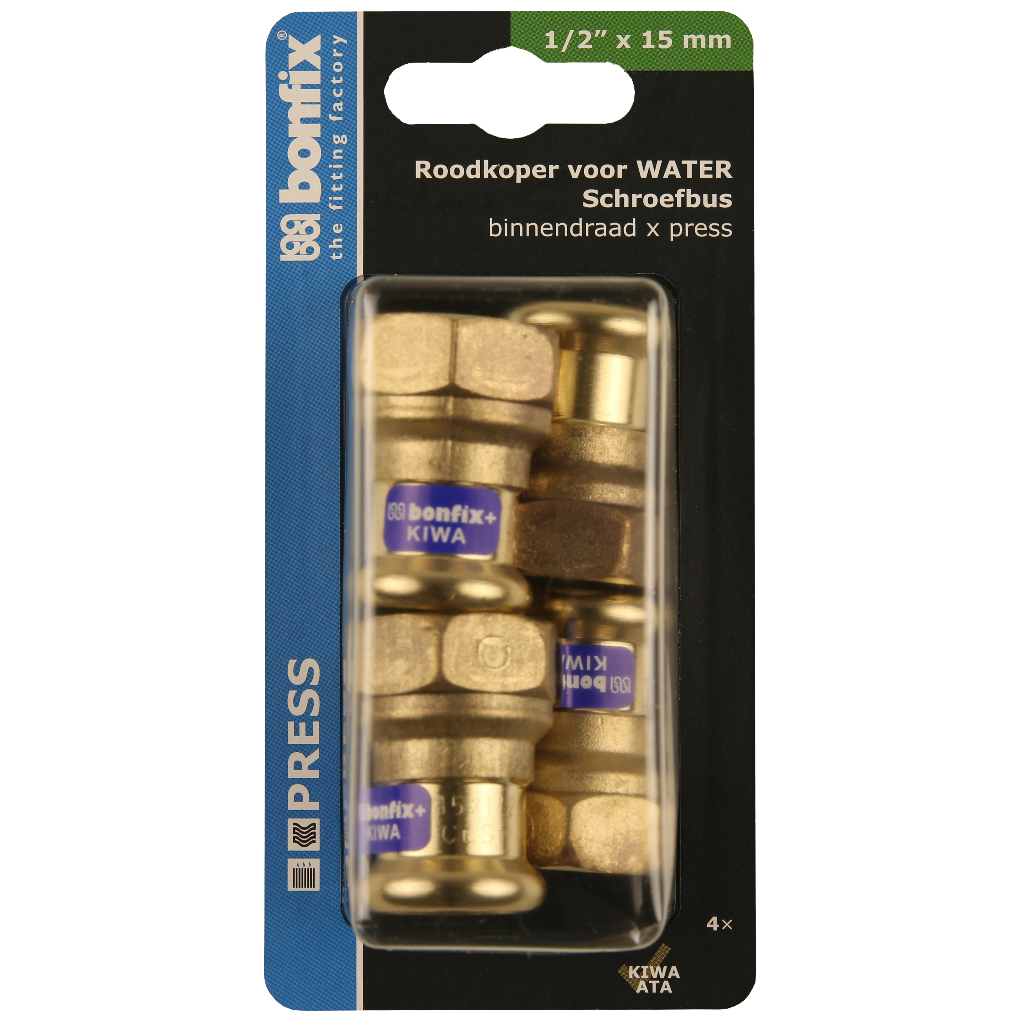 BONFIX Blister Press roodkoper water schroefbus 15x1/2" bi. 4x