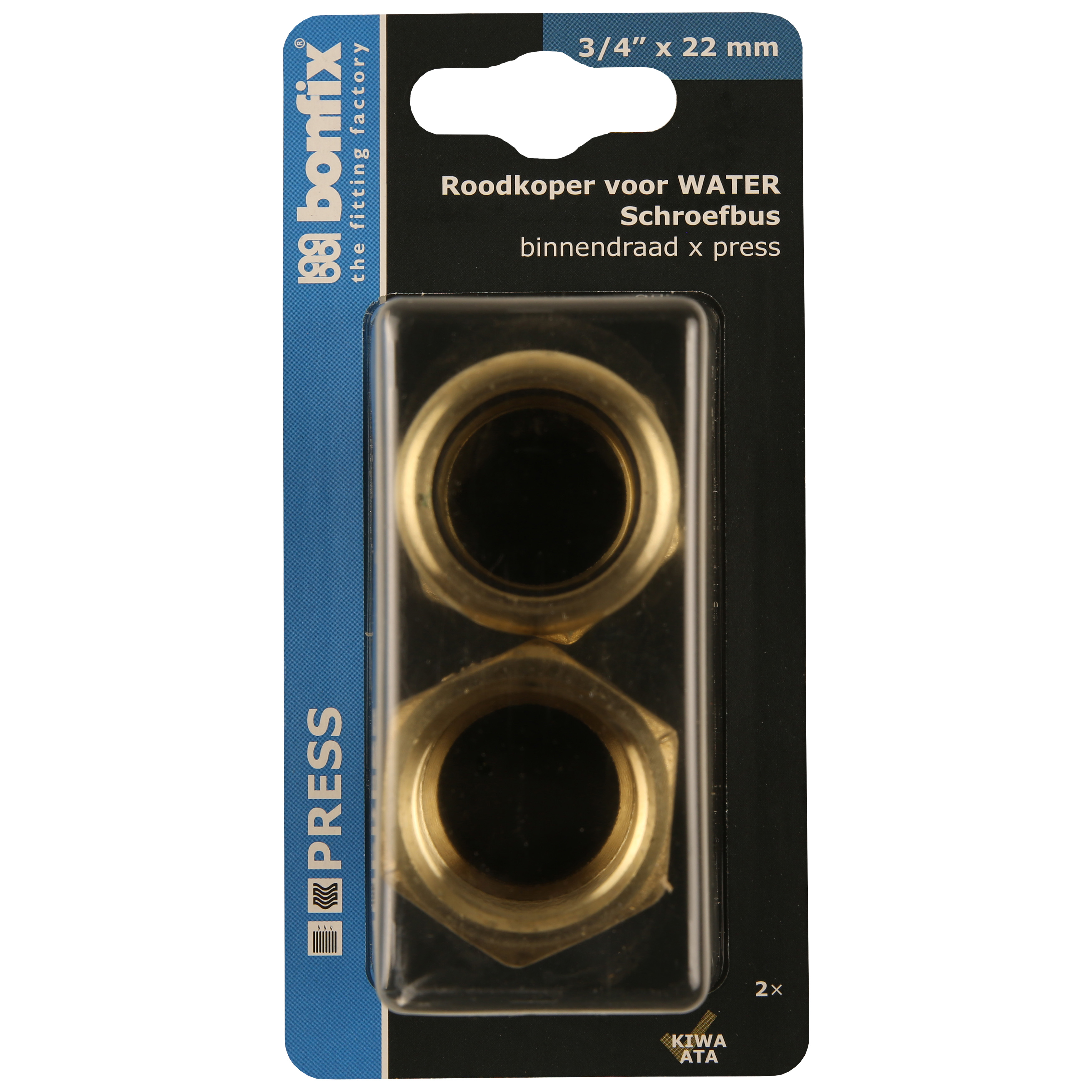 BONFIX Blister Press roodkoper water schroefbus 22x3/4" bi. 2x