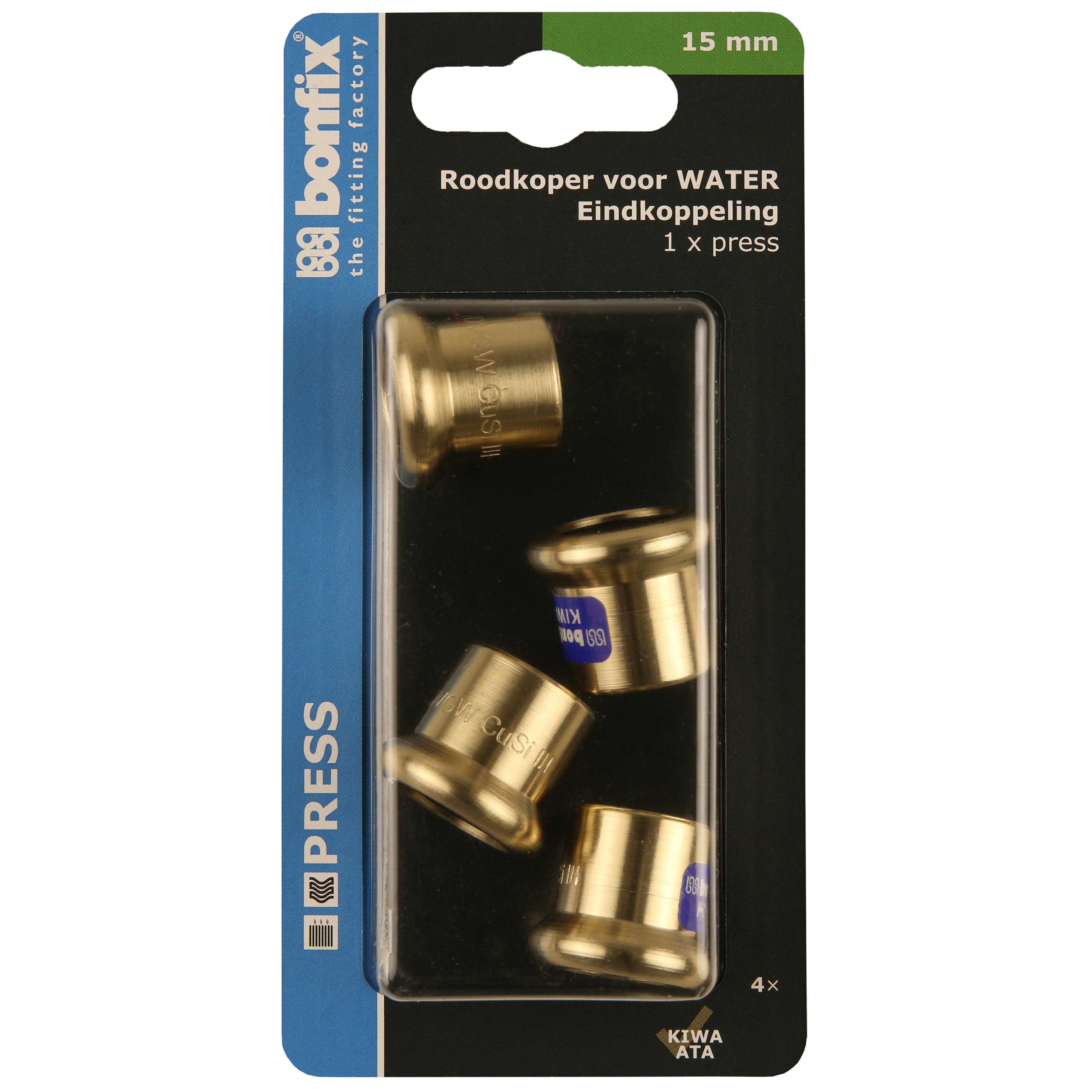 BONFIX Blister Press roodkoper water eindkoppeling 15mm 4x