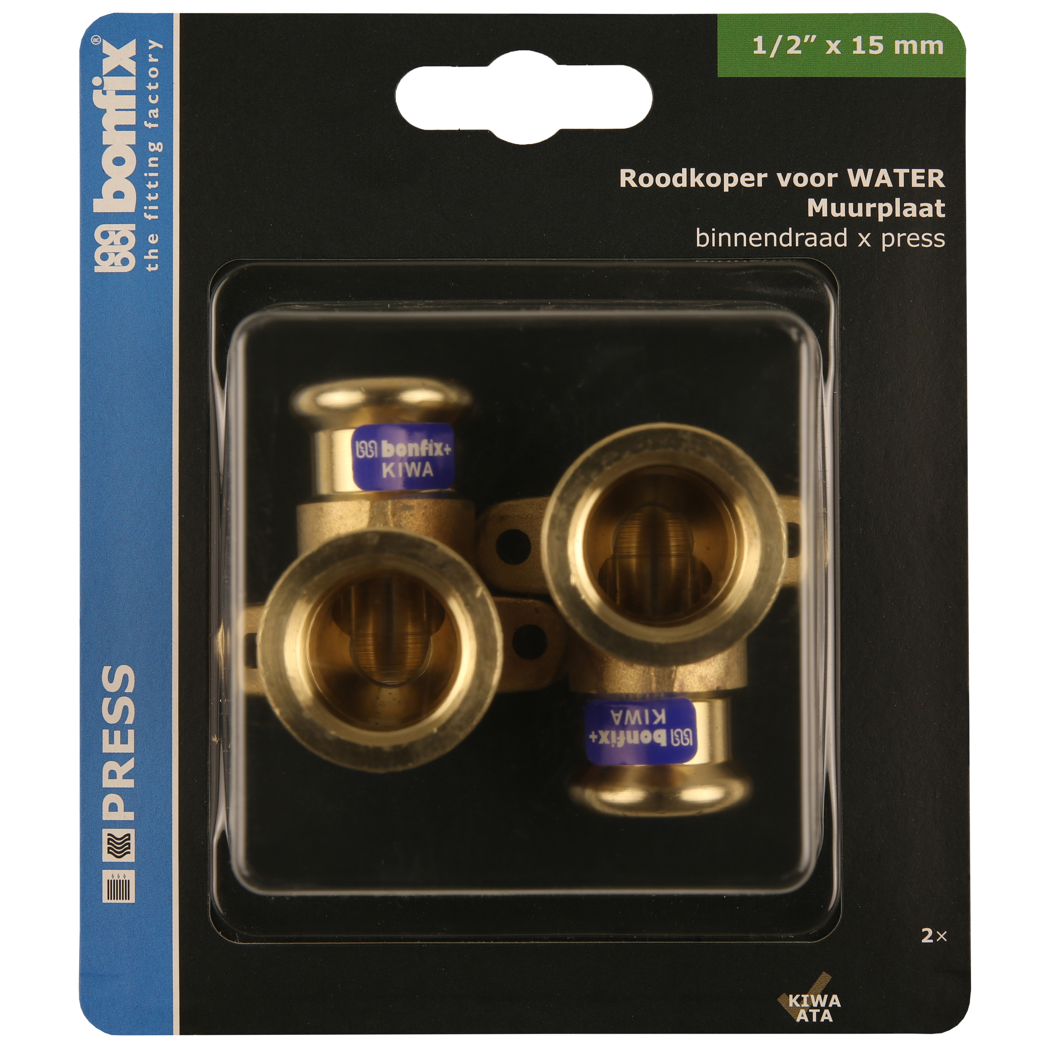 BONFIX Blister Press roodkoper water muurplaat 15x1/2" bi. 2x