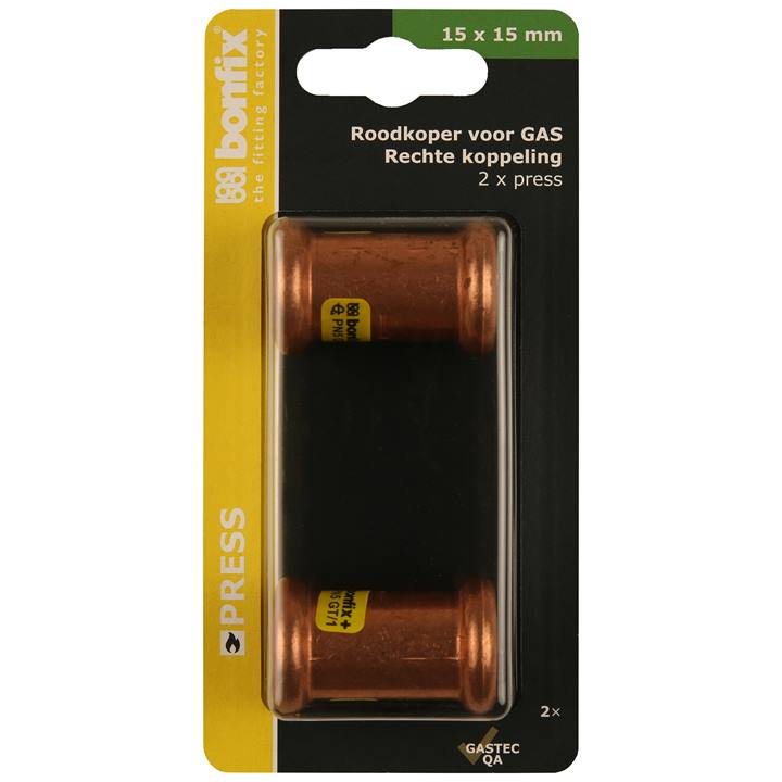 BONFIX Blister Press roodkoper Gas sok 15x15mm 2x