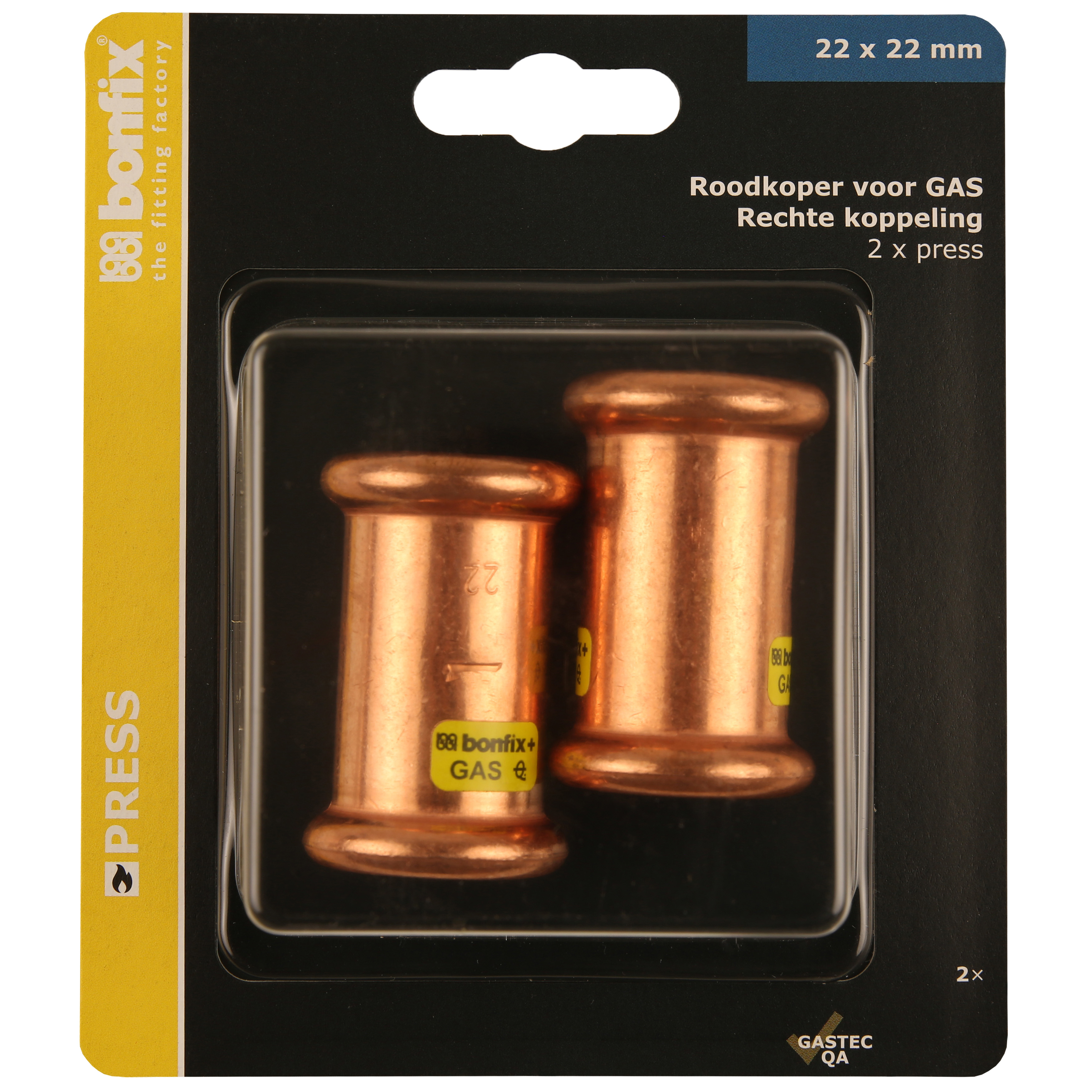 BONFIX Blister Press roodkoper Gas sok 22x22mm 2x
