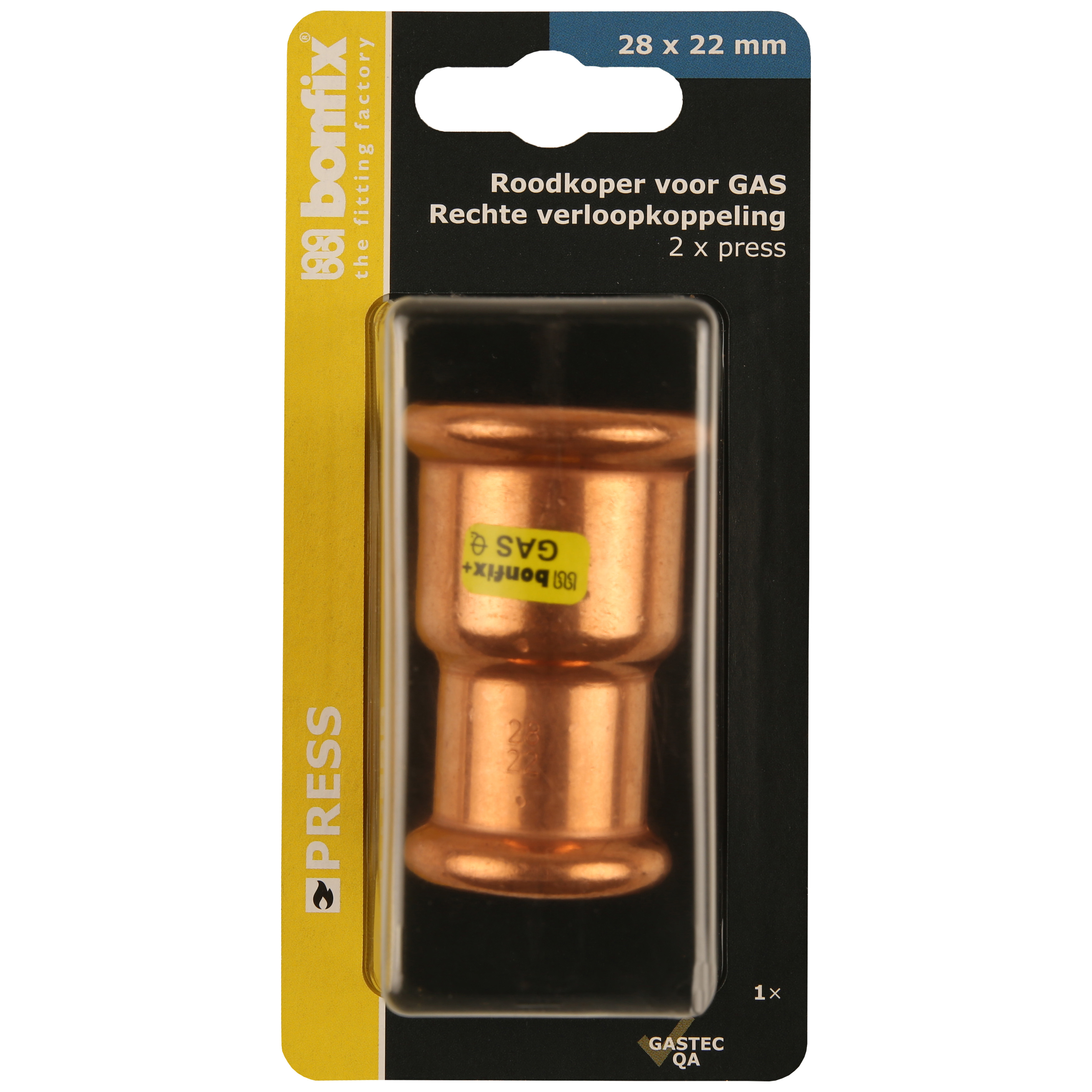 BONFIX Blister Press roodkoper Gas verloopkoppeling 28x22mm