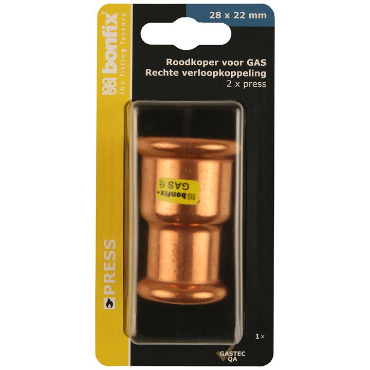 BONFIX Blister Press roodkoper Gas verloopkoppeling 28x22mm