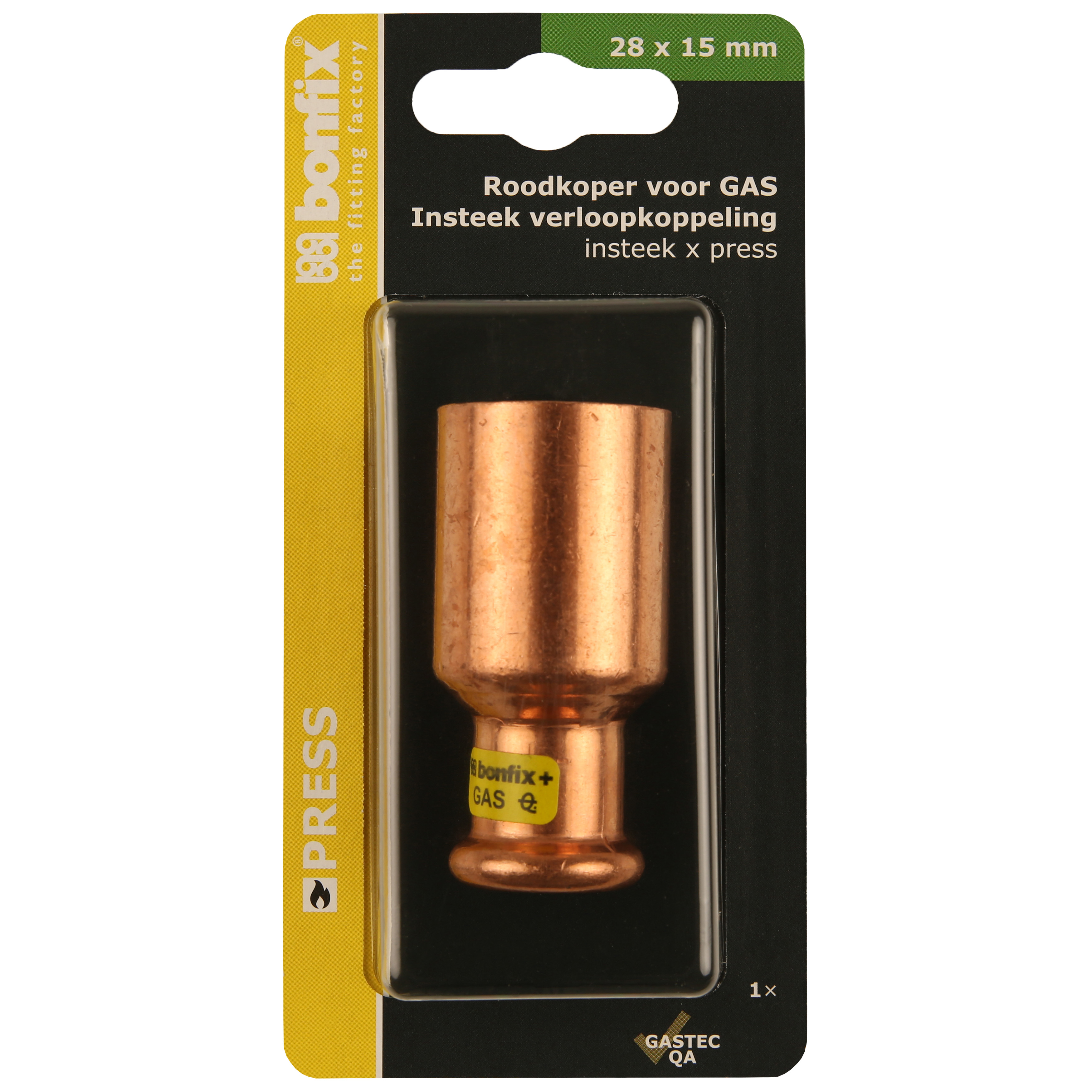 BONFIX Blister Press roodkoper Gas Insteek verloop 28x15mm