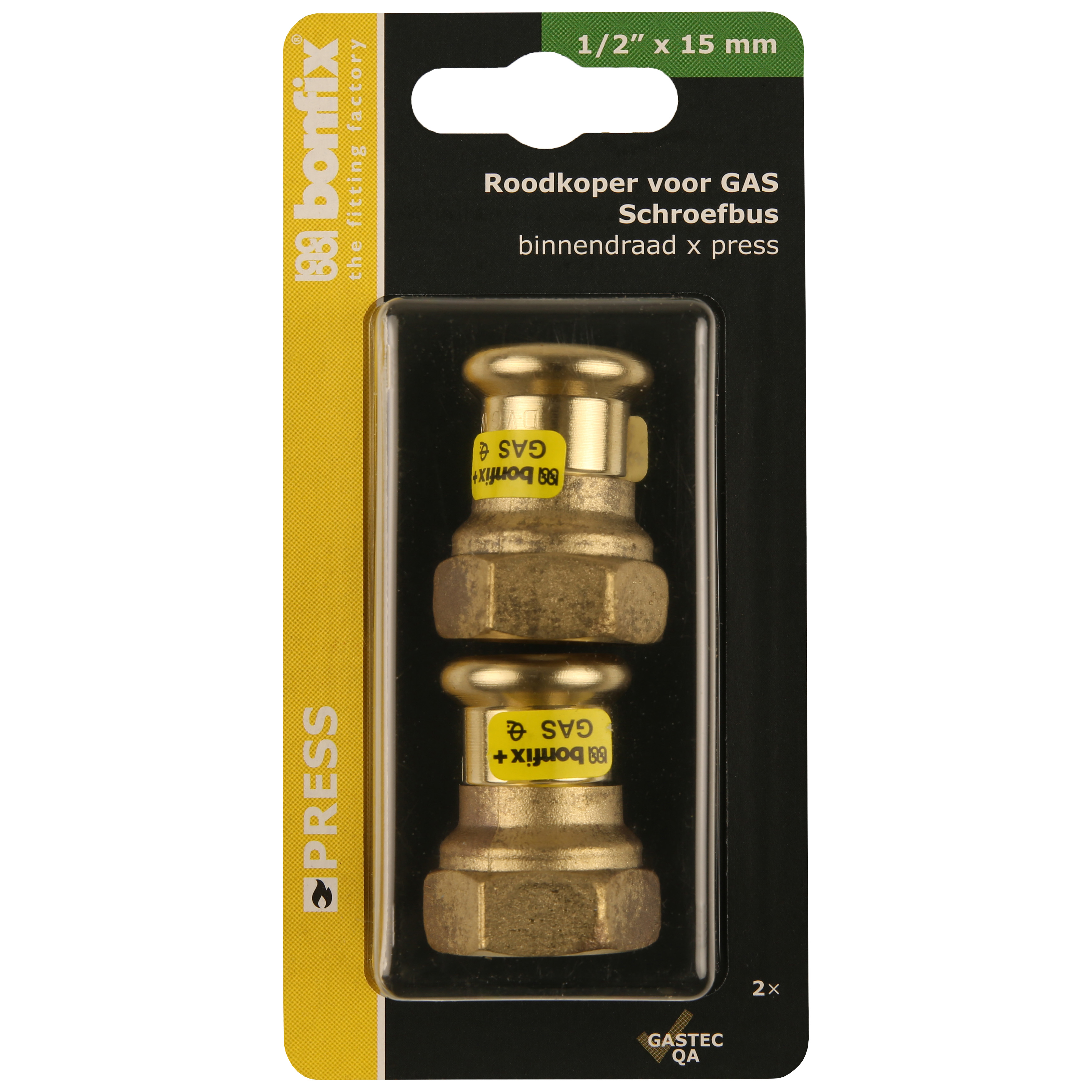 BONFIX Blister Press roodkoper Gas schroefbus 15x1/2" bi. 2x