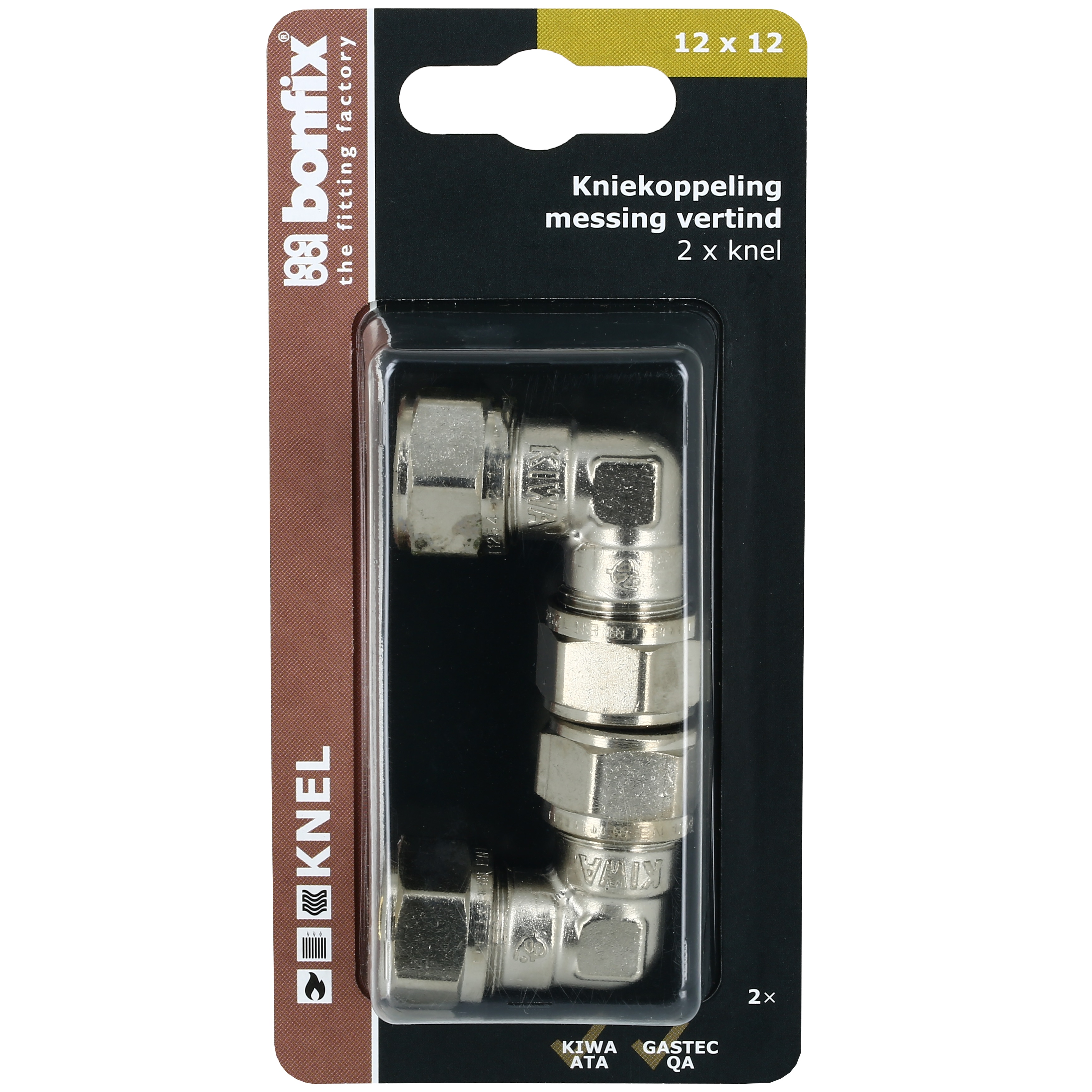 BONFIX Blister knel knie 12x12mm vernikkeld 2x