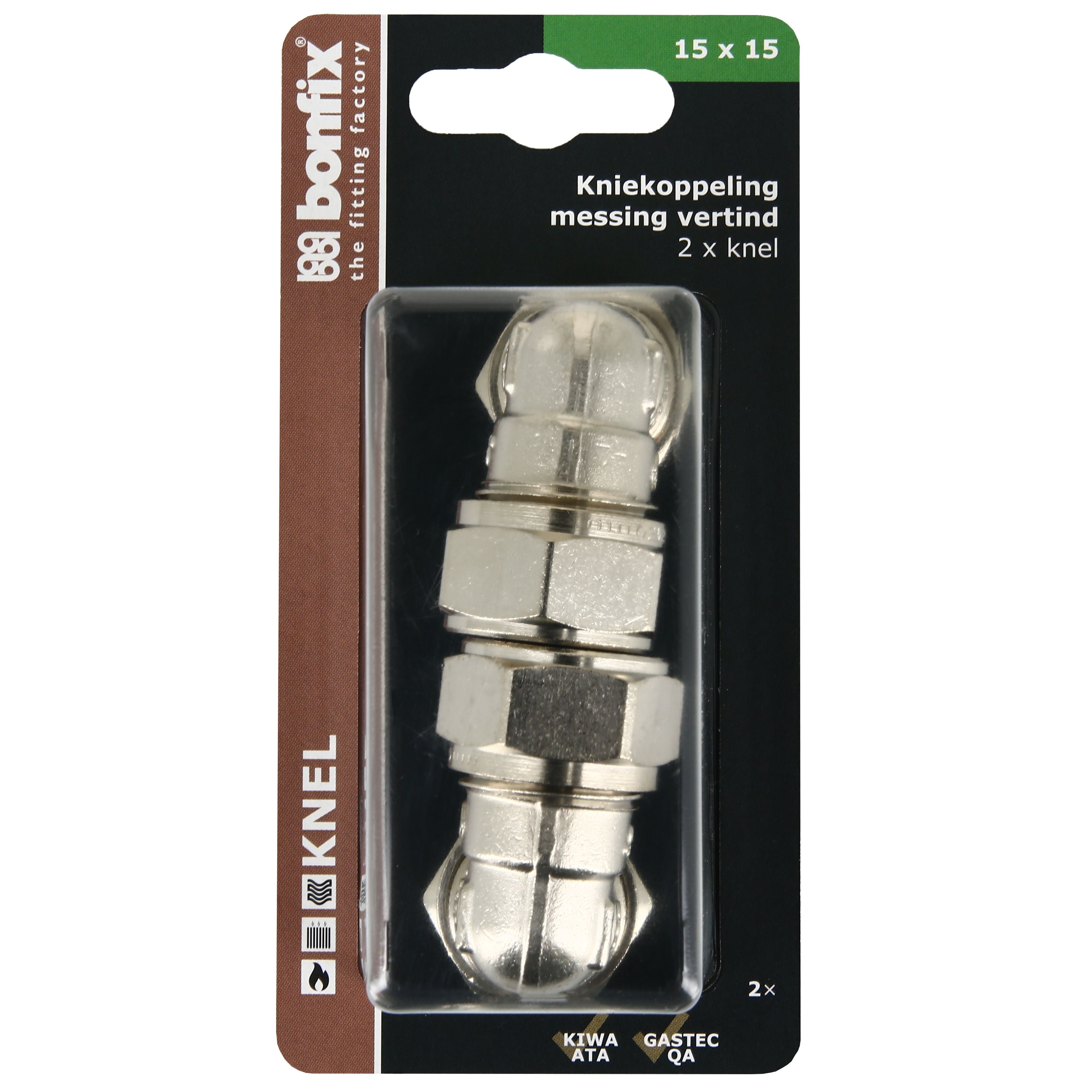 BONFIX Blister knel knie 15x15mm vernikkeld 2x