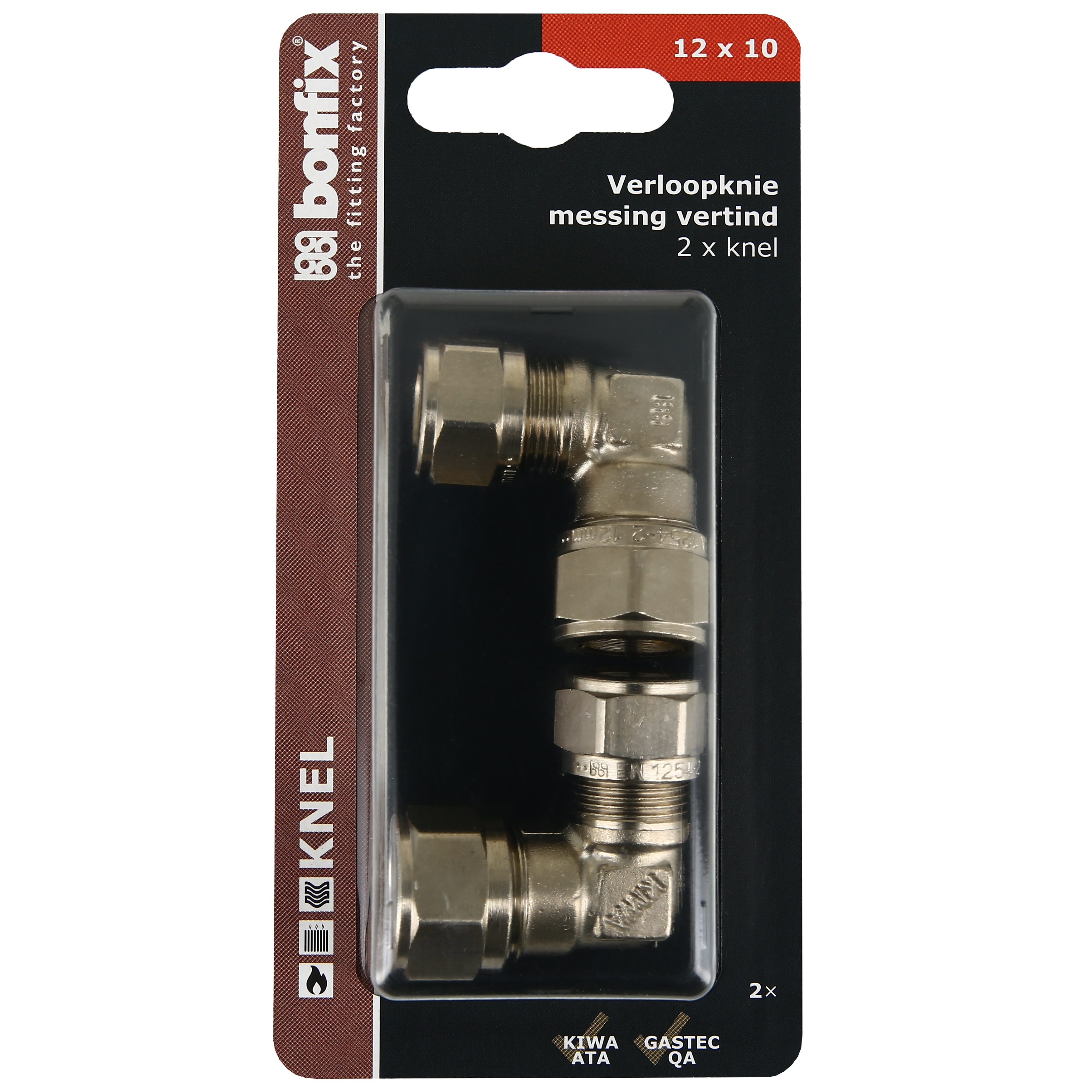 BONFIX Blister knel verloopknie 12x10mm vernikkeld 2x