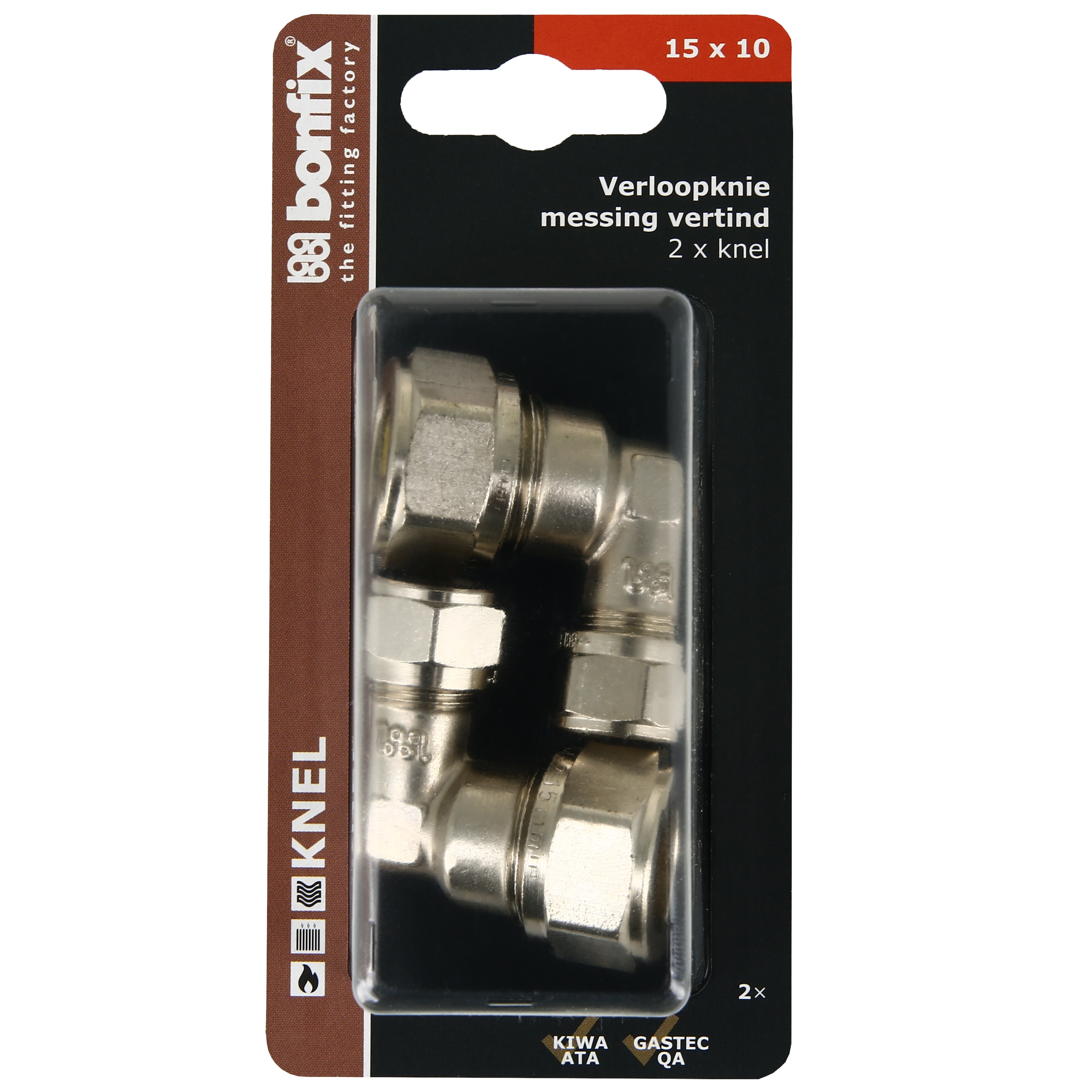 BONFIX Blister knel verloopknie 15x10mm vernikkeld 2x