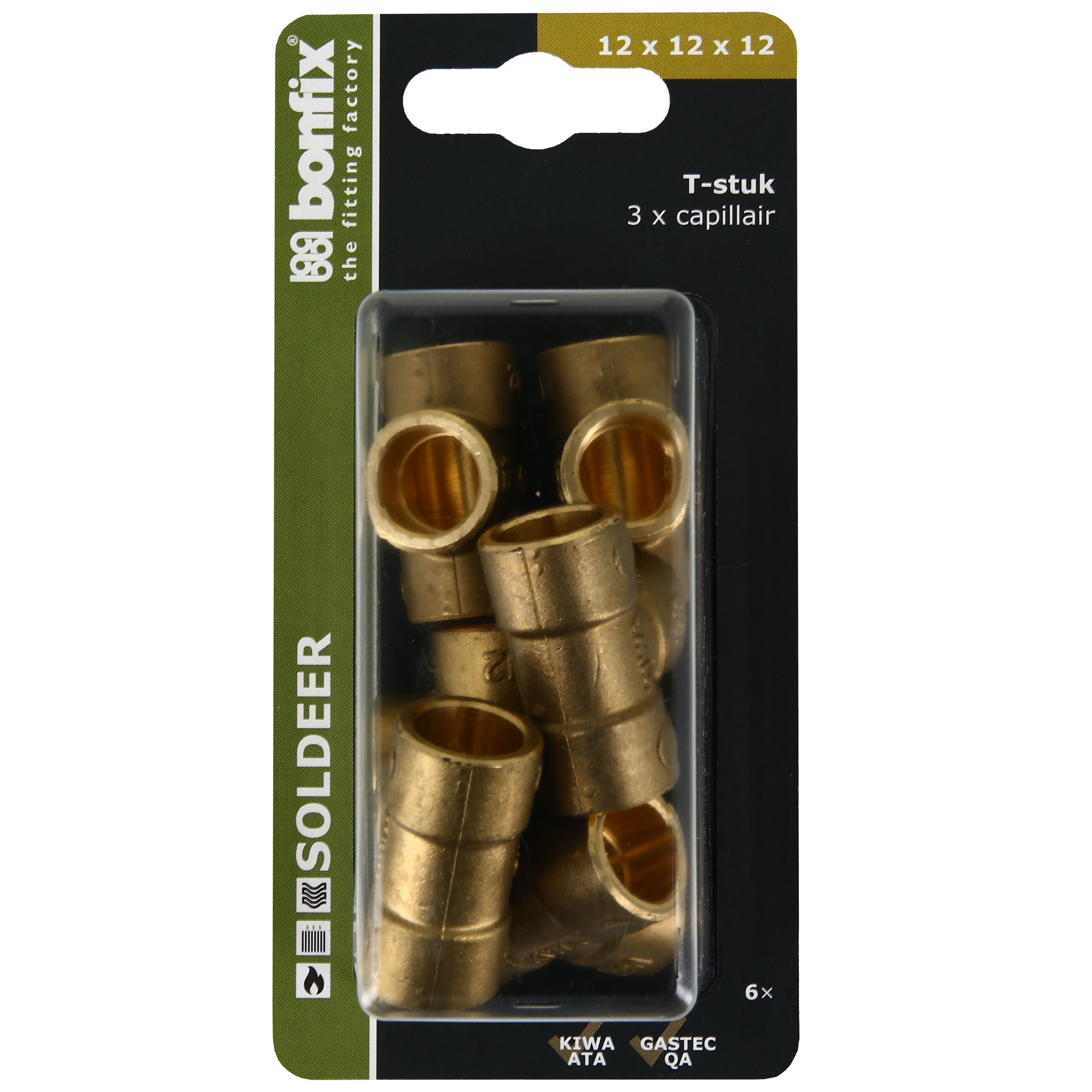 BONFIX Blister Cap. T-stuk 12x12x12mm 6x