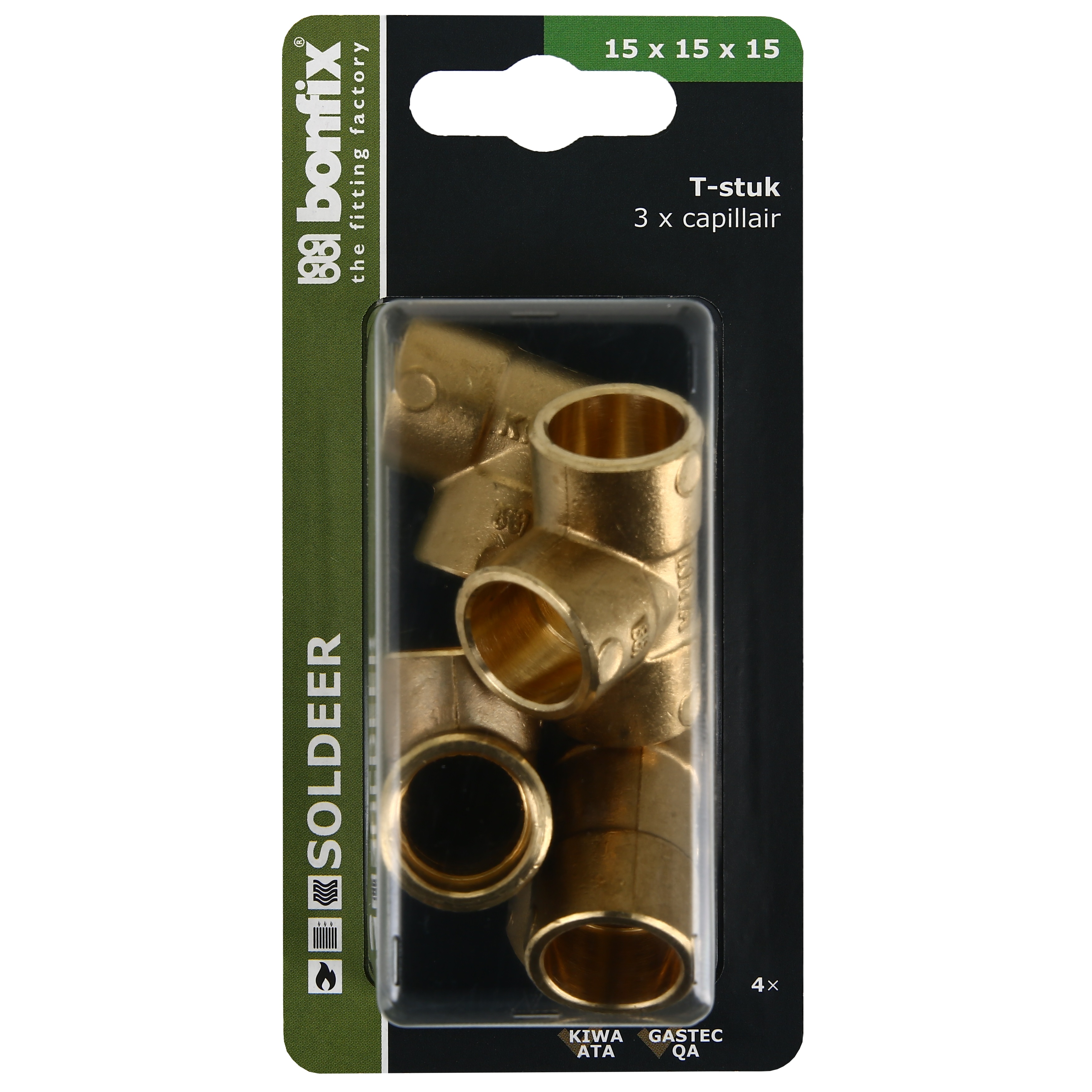 BONFIX Blister Cap. T-stuk 15x15x15mm 4x