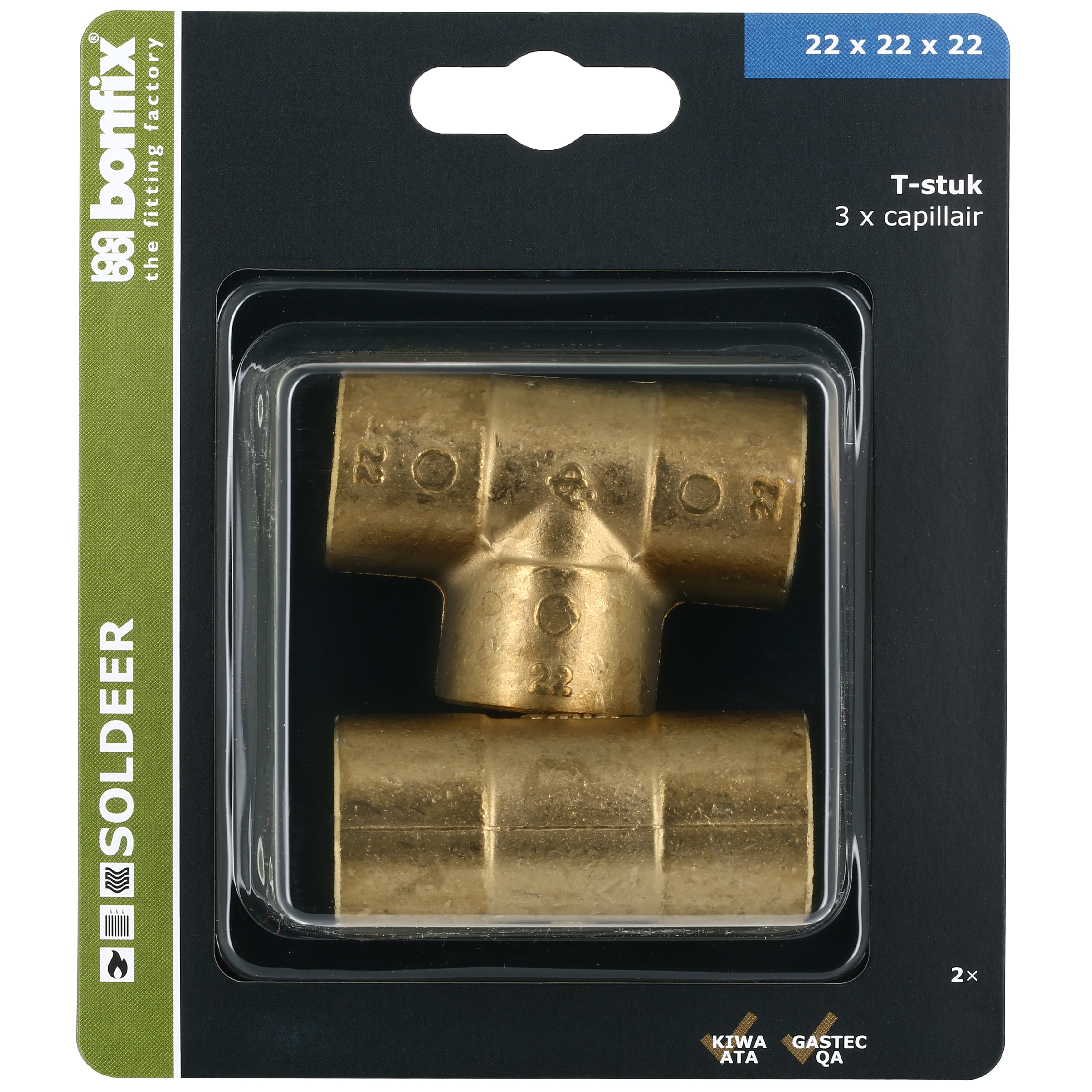 BONFIX Blister Cap. T-stuk 22x22x22mm 2x