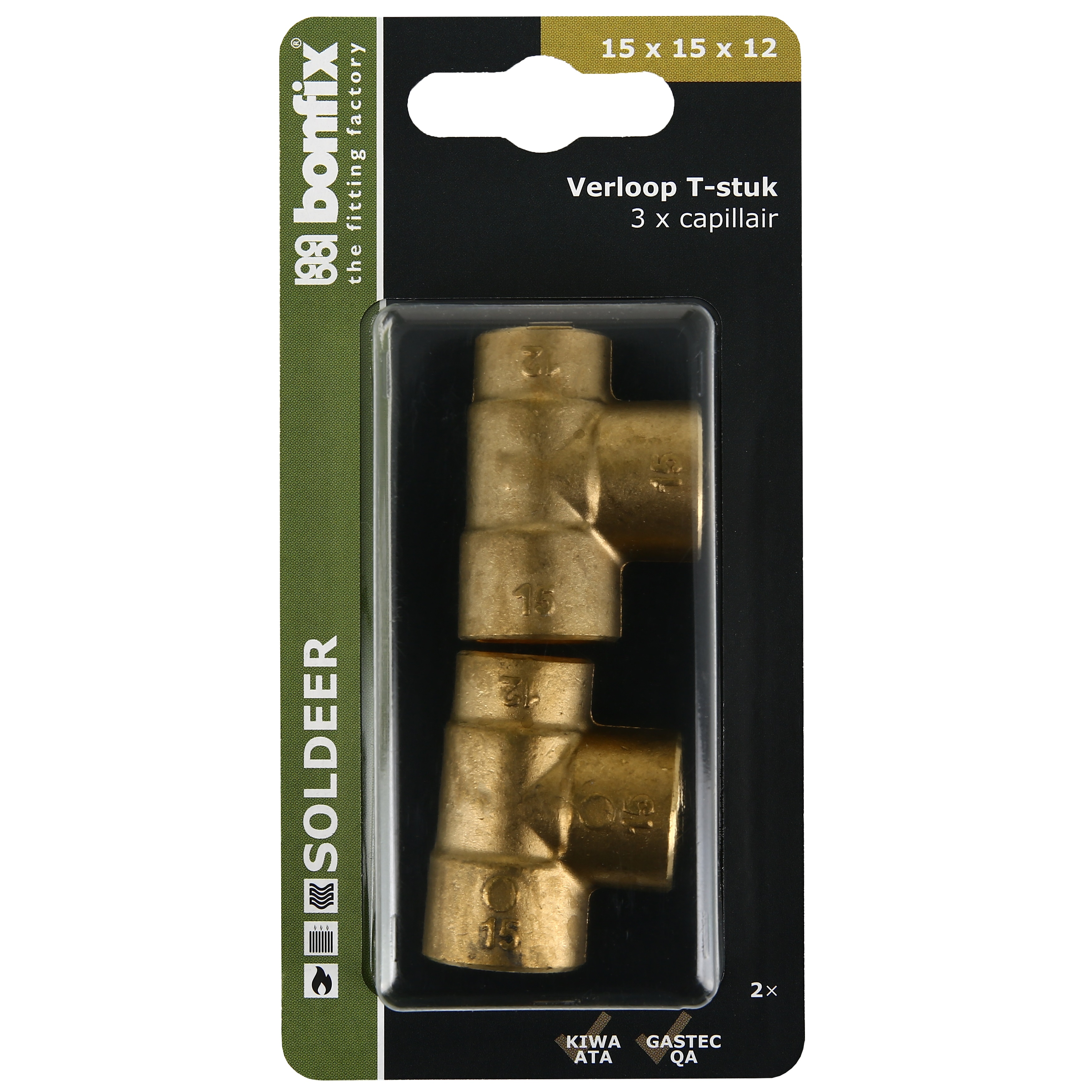 BONFIX Blister Cap. T-stuk 15x15x12mm 2x