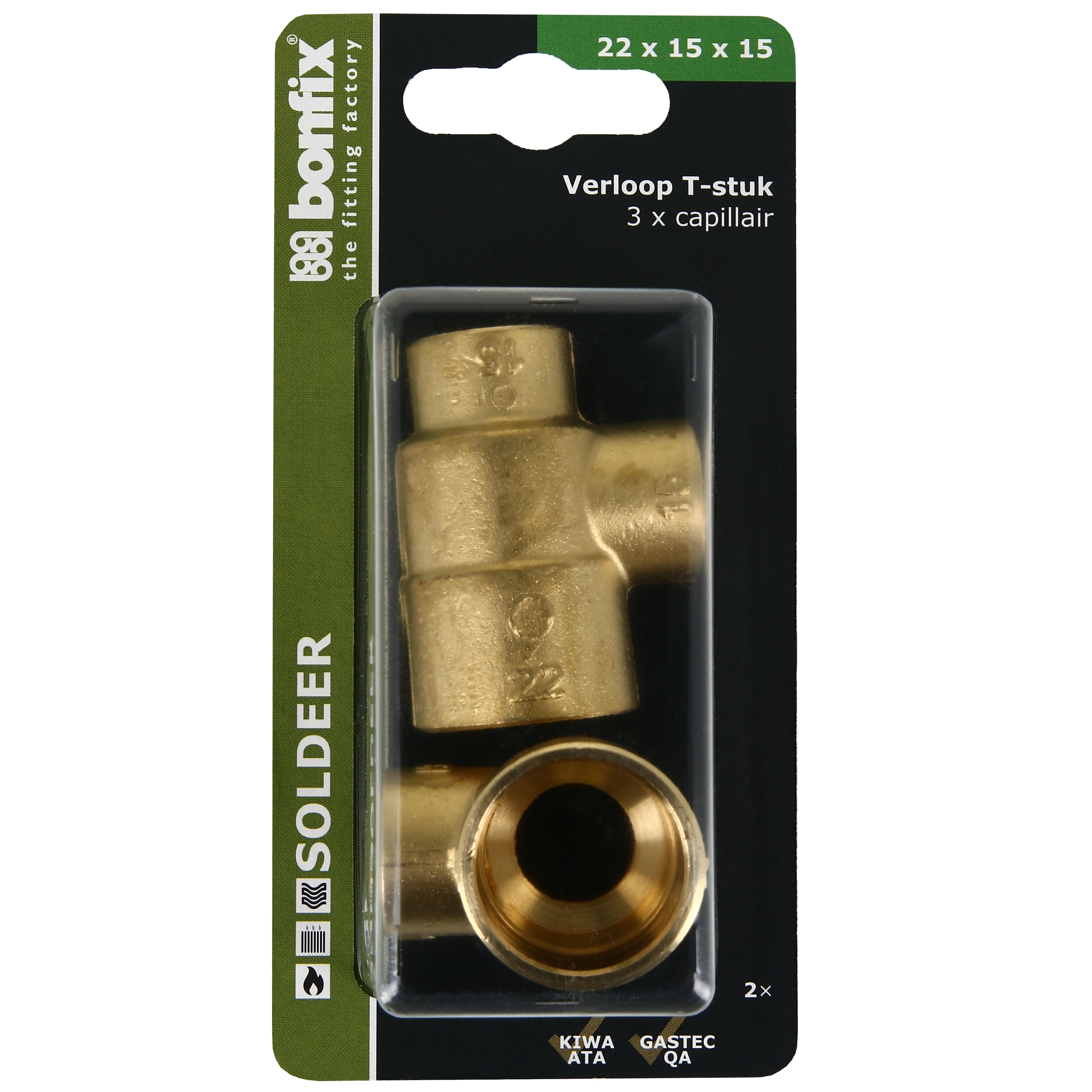 BONFIX Blister Cap. T-stuk 22x15x15mm 2x